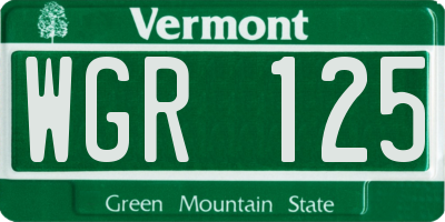 VT license plate WGR125