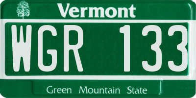 VT license plate WGR133