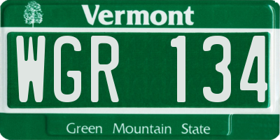 VT license plate WGR134