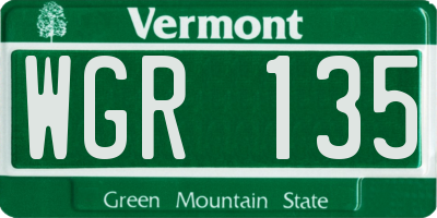 VT license plate WGR135