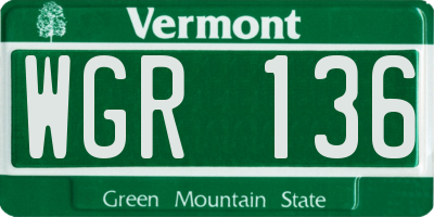 VT license plate WGR136