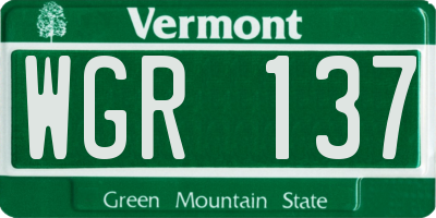 VT license plate WGR137