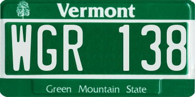 VT license plate WGR138
