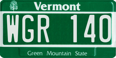 VT license plate WGR140