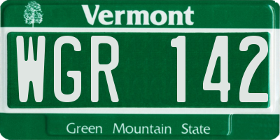 VT license plate WGR142