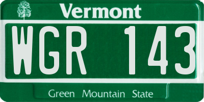 VT license plate WGR143