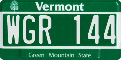 VT license plate WGR144