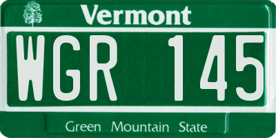 VT license plate WGR145