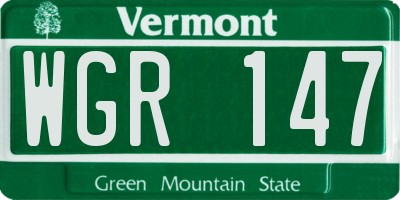 VT license plate WGR147