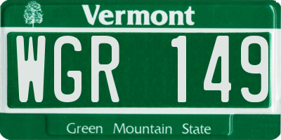 VT license plate WGR149