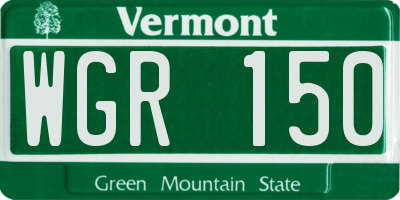 VT license plate WGR150