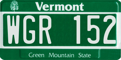 VT license plate WGR152