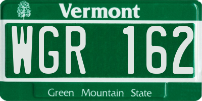 VT license plate WGR162