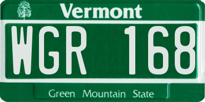 VT license plate WGR168