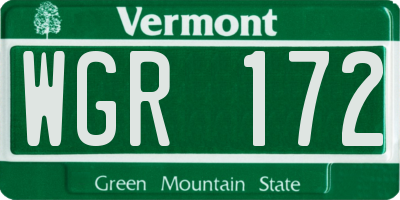 VT license plate WGR172