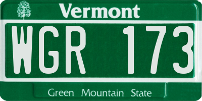 VT license plate WGR173