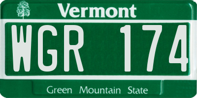 VT license plate WGR174