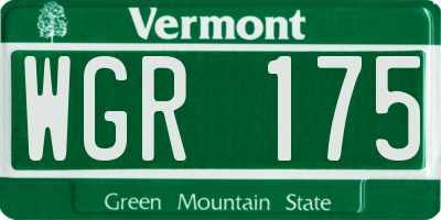 VT license plate WGR175