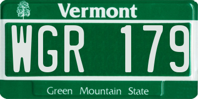 VT license plate WGR179