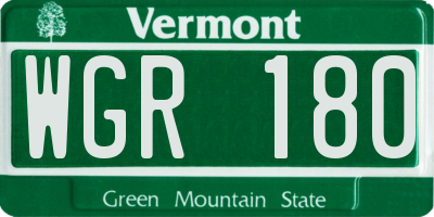 VT license plate WGR180
