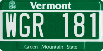 VT license plate WGR181