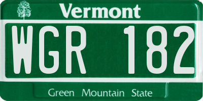 VT license plate WGR182