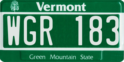 VT license plate WGR183