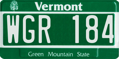 VT license plate WGR184