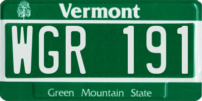 VT license plate WGR191