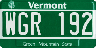 VT license plate WGR192