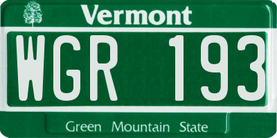 VT license plate WGR193