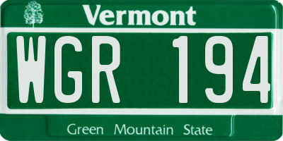 VT license plate WGR194