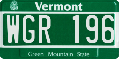 VT license plate WGR196