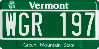 VT license plate WGR197