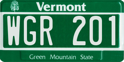 VT license plate WGR201