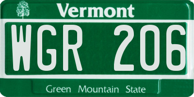 VT license plate WGR206