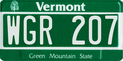 VT license plate WGR207
