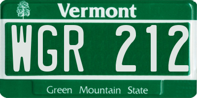 VT license plate WGR212