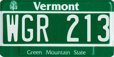 VT license plate WGR213