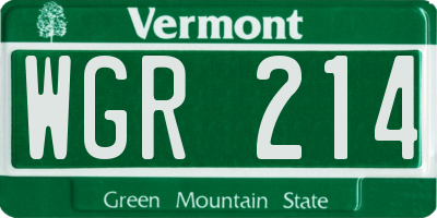 VT license plate WGR214