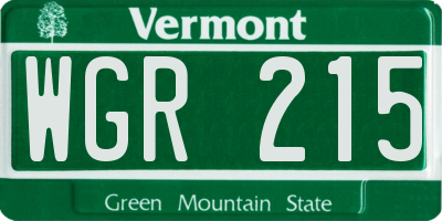 VT license plate WGR215