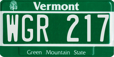 VT license plate WGR217