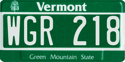 VT license plate WGR218