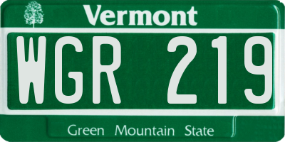 VT license plate WGR219