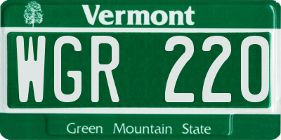 VT license plate WGR220