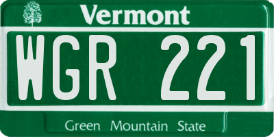 VT license plate WGR221