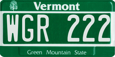 VT license plate WGR222