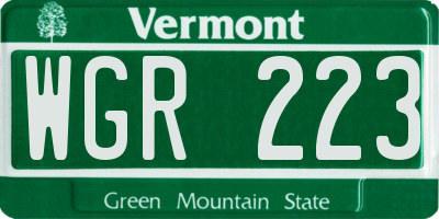 VT license plate WGR223