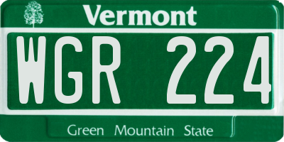 VT license plate WGR224