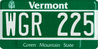 VT license plate WGR225